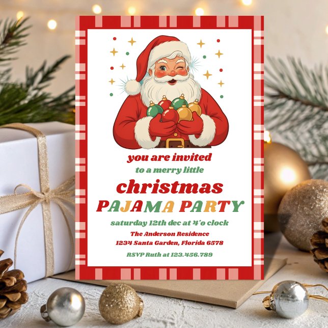 Invitation Retro Santa Pajama Christmas Party Editable (Créateur téléchargé)
