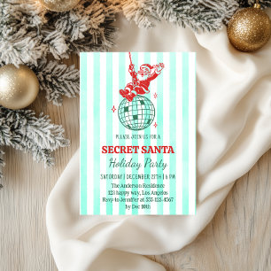 Invitation Retro Santa Secret Santa Fête de Noël