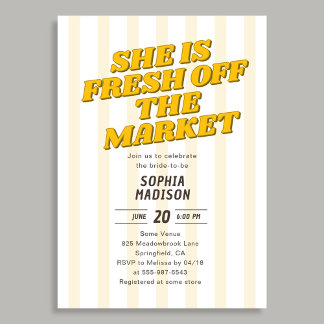 Invitation Retro She Is Fresh Off The Market Bridal Shower
