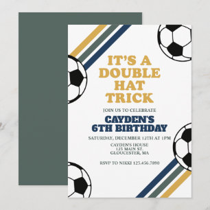 Invitation Retro Soccer Double Hat Trick 6e Anniversaire