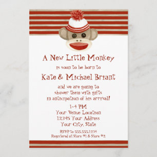 Invitation Rétro Sock Monkey w Stocking Casquette Baby Boy Sh