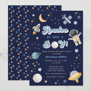 Invitation Retro Space Houston Nous avons un Baby shower garç