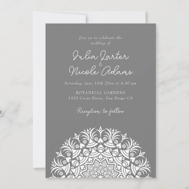 Invitation Retro Spanish Abstract Floral Mandala Wedding (Devant)