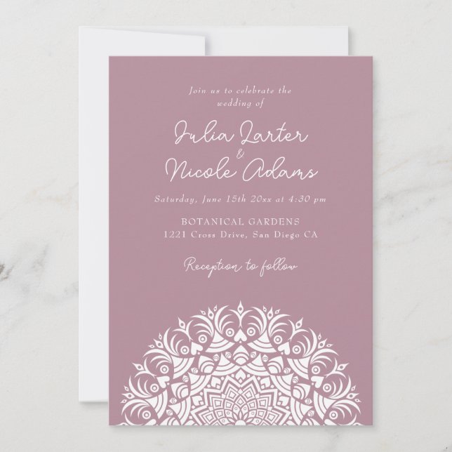 Invitation Retro Spanish Abstract Floral Mandala Wedding (Devant)