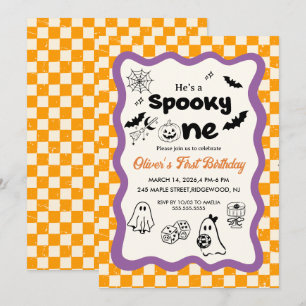 Invitation Rétro Spooky One Premier Anniversaire Halloween 