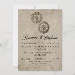 Invitation Retro Steampunk Gears for Love Mariage
