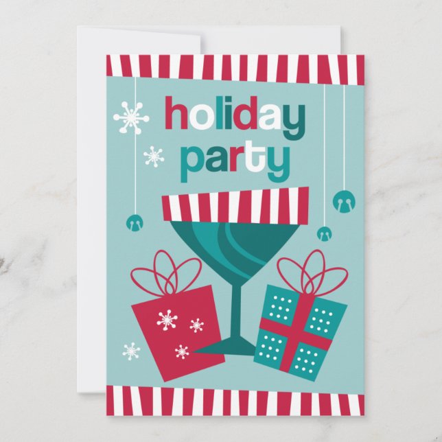 Invitation Retro Stripe Custom Holiday (Devant)