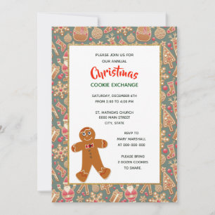 Invitation Retro Style Christmas Cookie Exchange Party