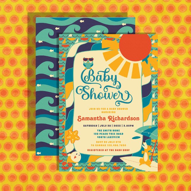 Invitation Retro Summer Beach Baby shower neutre genre (Créateur téléchargé)