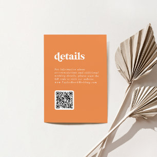 Invitation Retro Summer Orange White QR Code Détails du Maria