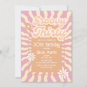 Invitation Retro Sun Wave Daisy Super Brown 30e anniversaire