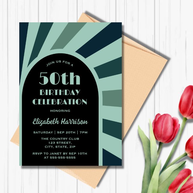 Invitation Retro Sunburst Arch Type de cadre Anniversaire (Créateur téléchargé)