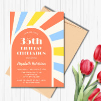 Retro Sunburst Arch Typographie Anniversaire Orang