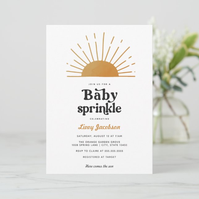 Invitation Retro Sunshine Baby Sprinkle (Debout devant)