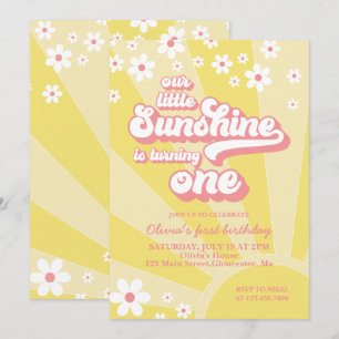 Invitation Retro Sunshine daisy boho premier anniversaire flo