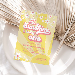 Invitation Retro Sunshine marguerite bohème florale premier a