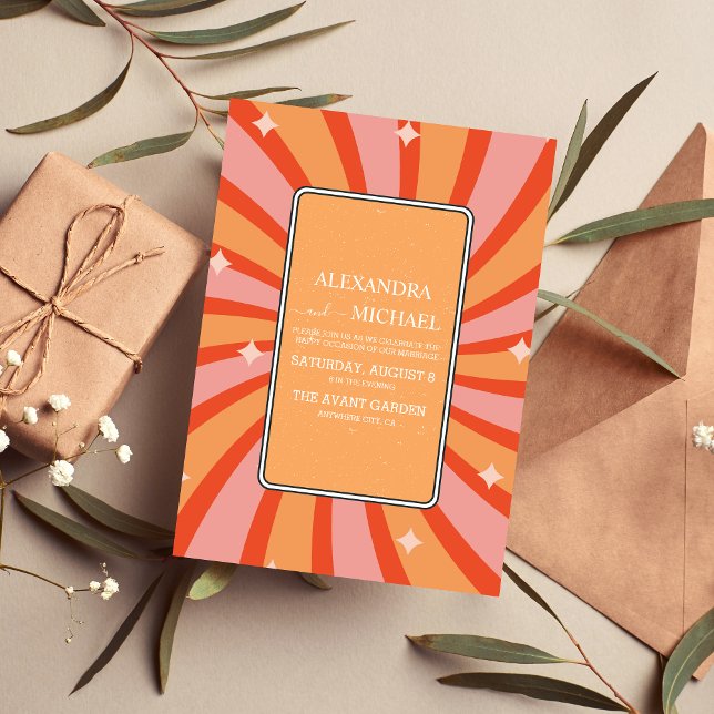 Invitation Retro Super 70's thème Muted Tones Mariage Invit (Créateur téléchargé)