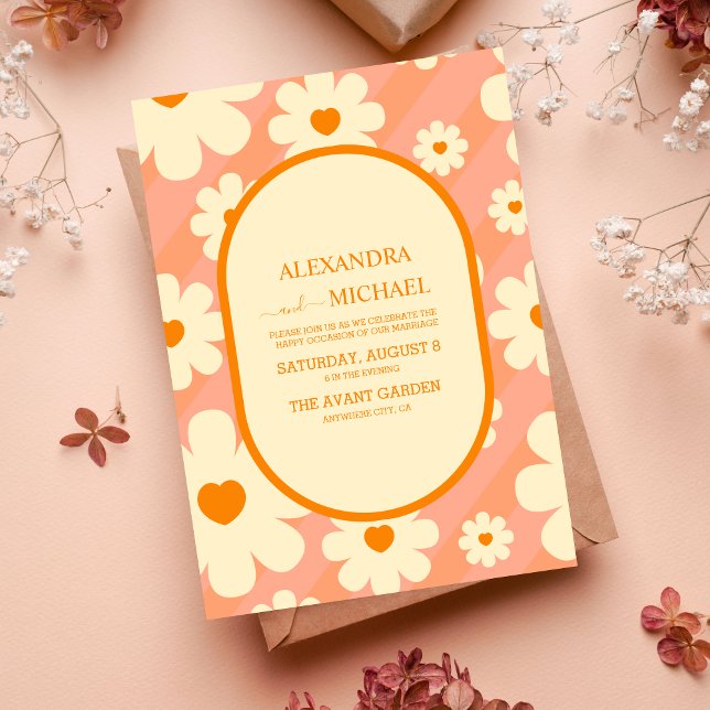 Invitation Retro Super 70's thème Muted Tones Mariage Invit (Créateur téléchargé)