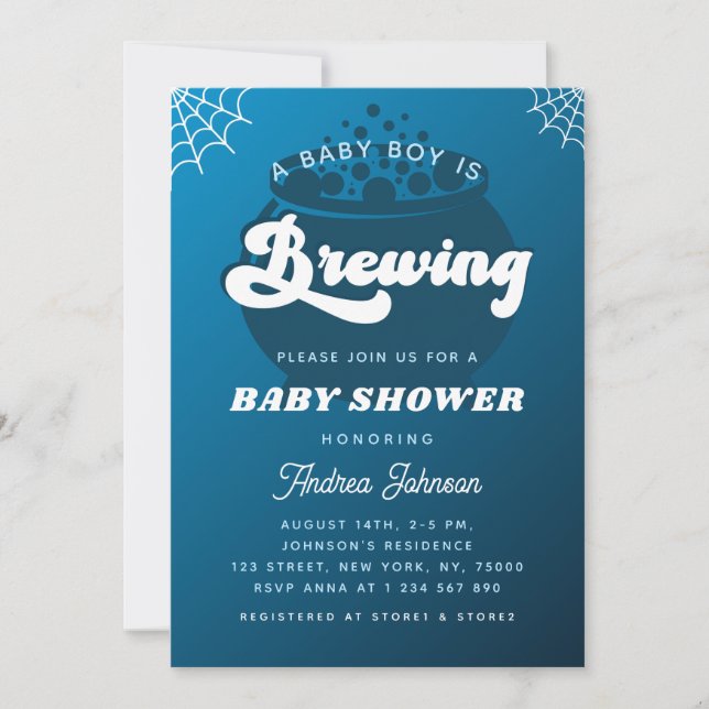 Invitation Retro Super a Baby Boy est en train de brasser Blu (Devant)