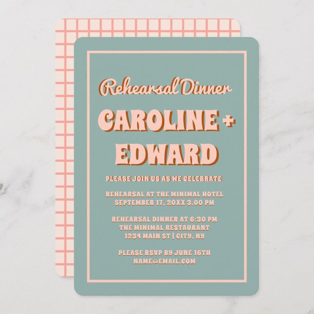 Invitation Retro Super coloré Wavy Boho Rehearsdîner (Créateur téléchargé)