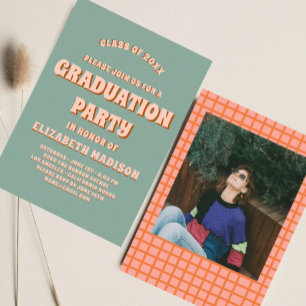 Invitation Retro Super Colorful High School Graduation Party
