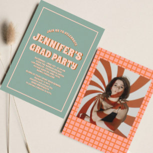 Invitation Retro Super Colorful High School Graduation Party