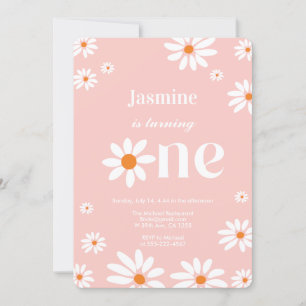 Invitation Retro Super Daisy Fleurs chaudes 1er anniversaire