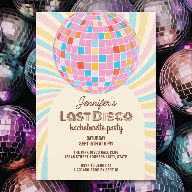 Invitation Retro Super Dernier Disco Bachelorette Party (Créateur téléchargé)