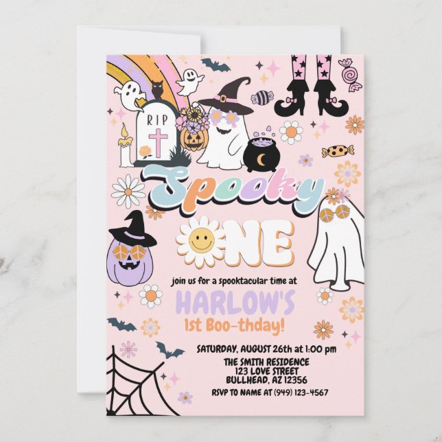 Invitation Retro Super Éffrayant Un Halloween 1er Anniversair (Devant)