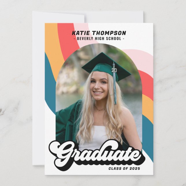 Invitation Retro Super Moderne Arch Photo Graduation (Devant)