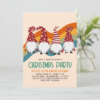 Invitation Retro Super Noël Gnomes Fêtes