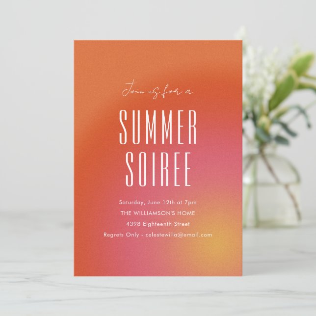 Invitation Retro Super Orange Fun Summer Soiree Party (Debout devant)