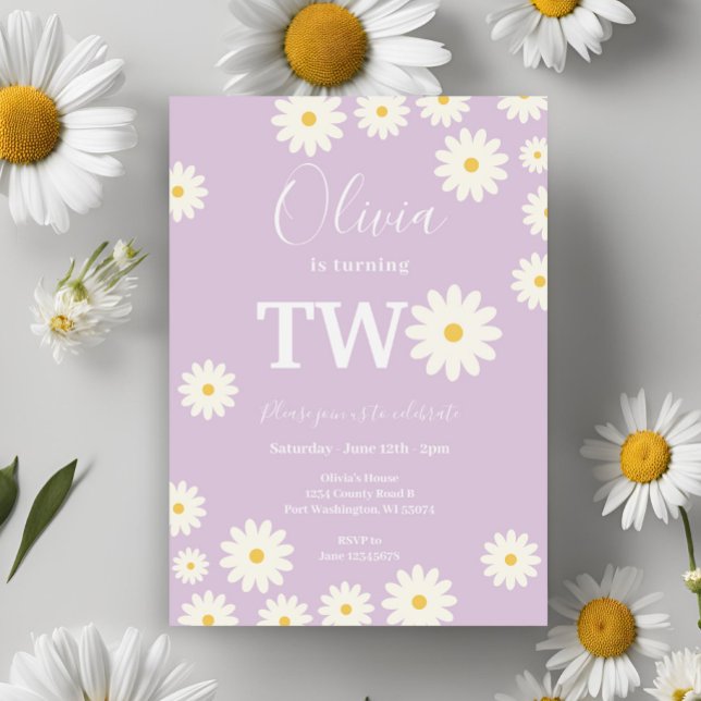 Invitation Retro Super Purple Daisy Floral Anniversaire (Créateur téléchargé)