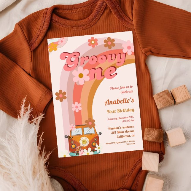 Invitation Retro Super une marguerite fête d'anniversaire (Créateur téléchargé)