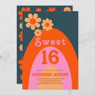 Invitation Retro Sweet 16 fête d'anniversaire
