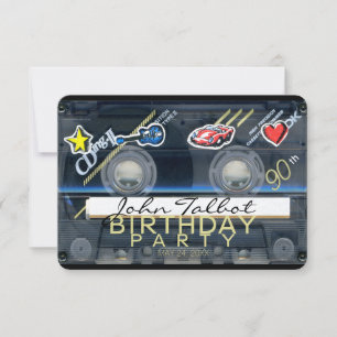 Invitation Retro T3 Audiotape 90e anniversaire Fête Invitatio