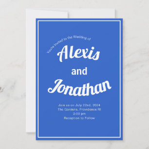 Invitation Retro tendance Joueuse Mariage bleu bleu bleu