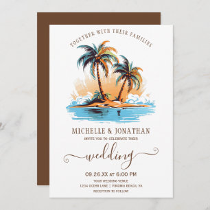 Invitation Retro Tropical Beach Destination Mariage