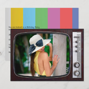 Invitation Retro TV fête d'anniversaire