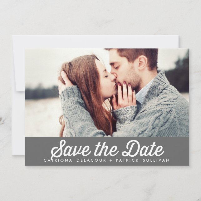 INVITATION RETRO TYPOGRAPHY GRAY ENREGISTRER LA DATE ANNONCE (Devant)