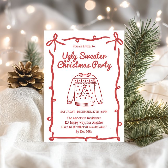 Invitation Retro Ugly Christmas Sweater Party                 (Créateur téléchargé)