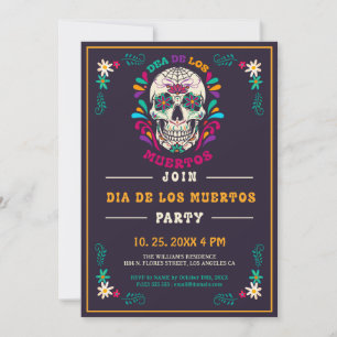 Invitation Retro Vibe Day Of The Dead, Dia De Los Muertos