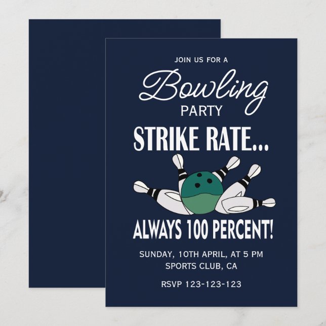 Invitation Retro Vintage Bowling fête d'anniversaire (Devant / Derrière)