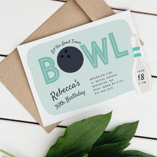 Invitation Retro Vintage Bowling Thème Anniversaire