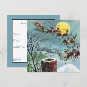 Invitation retro vintage Christmas Père Noël ajouter des info
