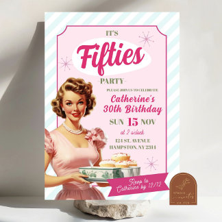 Invitation Retro Vintage Cinquante ans Fête d'anniversaire ad