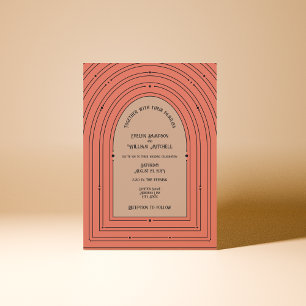Invitation Retro Vintage Inspiré Arch Muted Coral Mariage