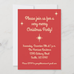 Invitation Retro Vintage ornements de Noël Motif sur rouge