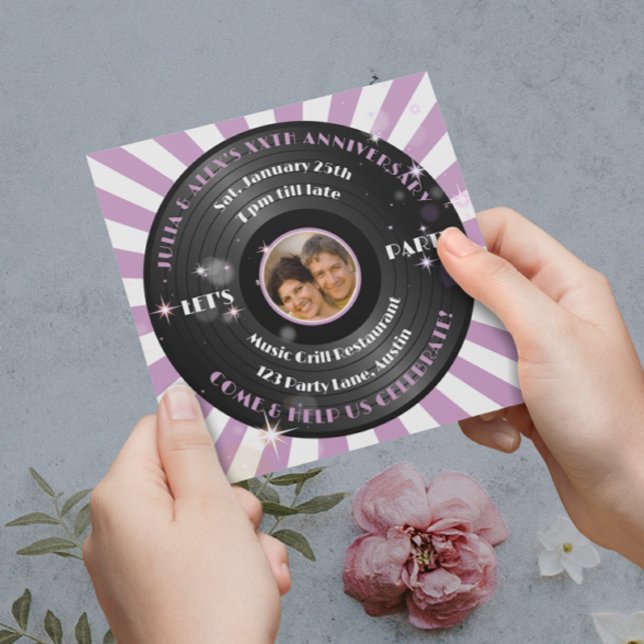 Invitation Retro Vinyl Couple's Photo Anniversary Party (Créateur téléchargé)