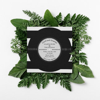 Invitation Retro Vinyl Record Élégant Mariage Chic